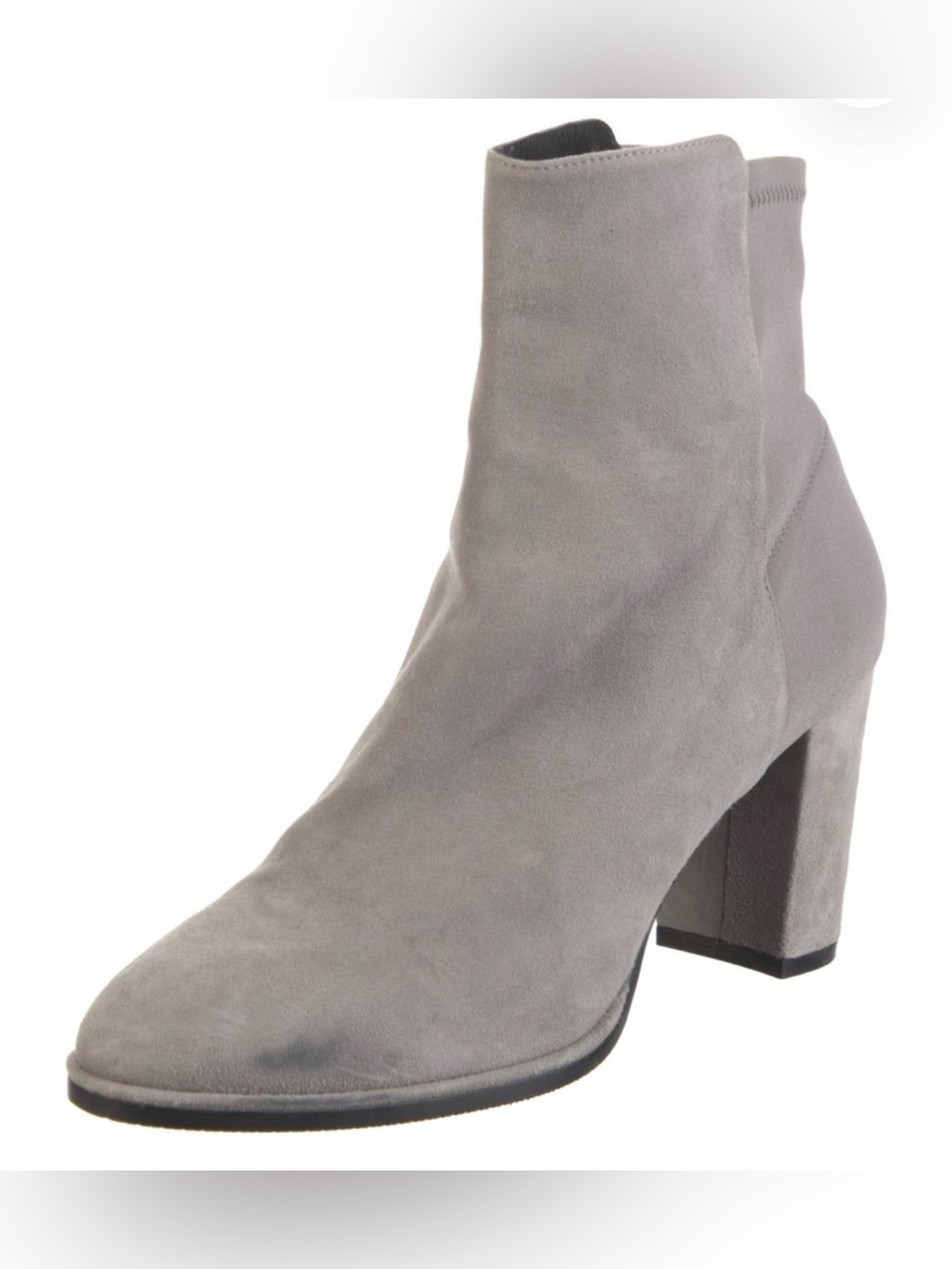 Stuart Weitzman Harper 80 Gray Suede Block Heel Ankle Boots 9B